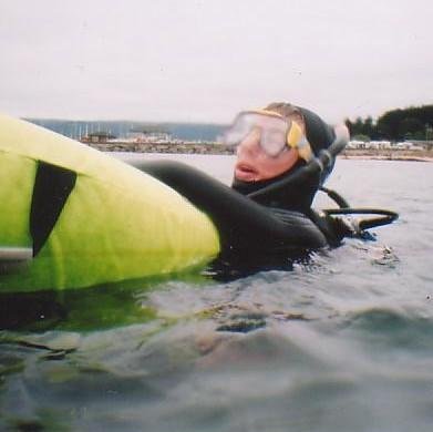 diver holding float