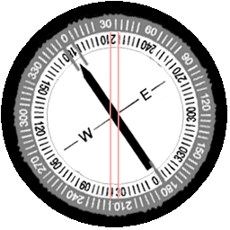 Compass aligned to the out position