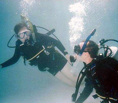 Two divers underwater