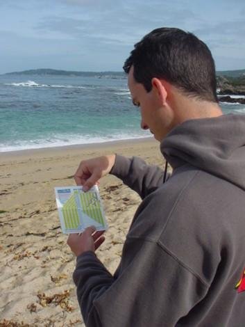 Diver planning dive with tables