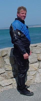 Diver in closed drysuit