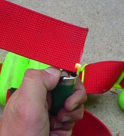 Singing cut end of weight belt