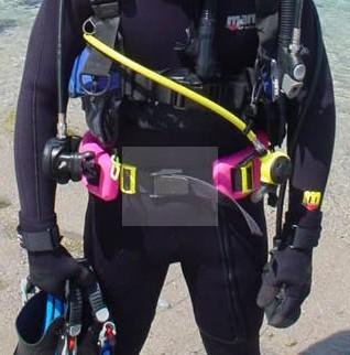 Location of weight belt quick release