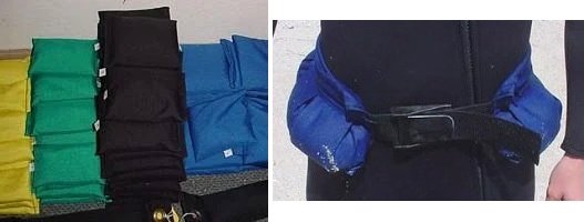Soft weights and soft weight belt on diver